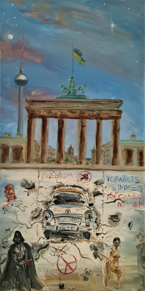 Berlin, Mauer, Trabi, Brandenburger Tor, Freiheit, Ukraine, Russland,  Bowie Heroes, Vader, Josefine Baker, Honecker, Alexanderplatz  Funkturm