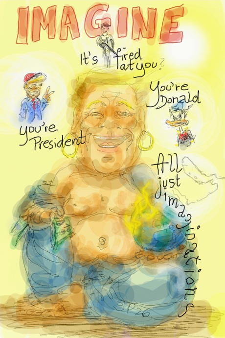 Trump, Gulf, Iran War, USA, Israel, Buddha